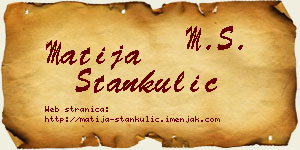 Matija Stankulić vizit kartica